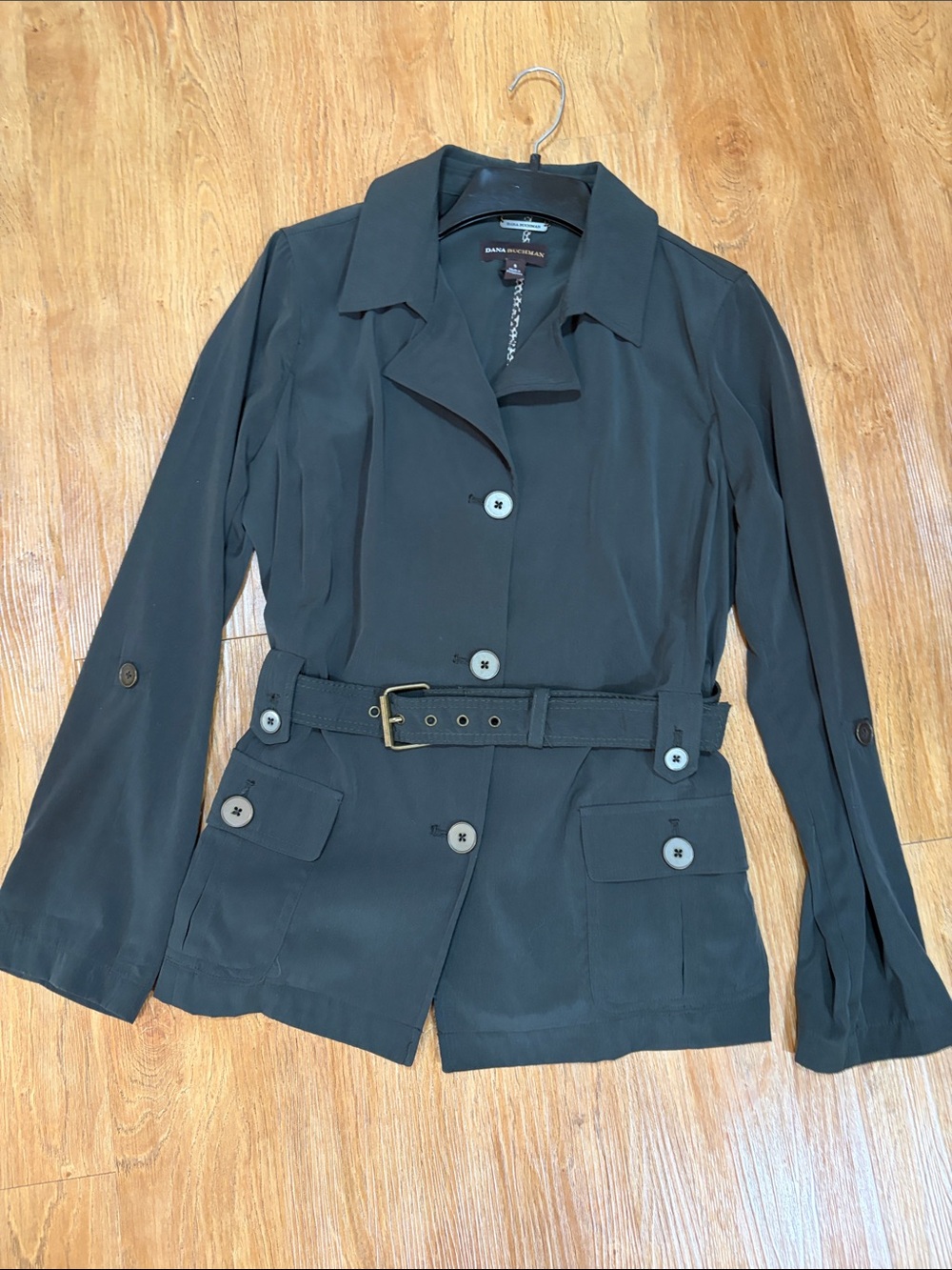 Cute Green Belted Shirt Jacket SZ S